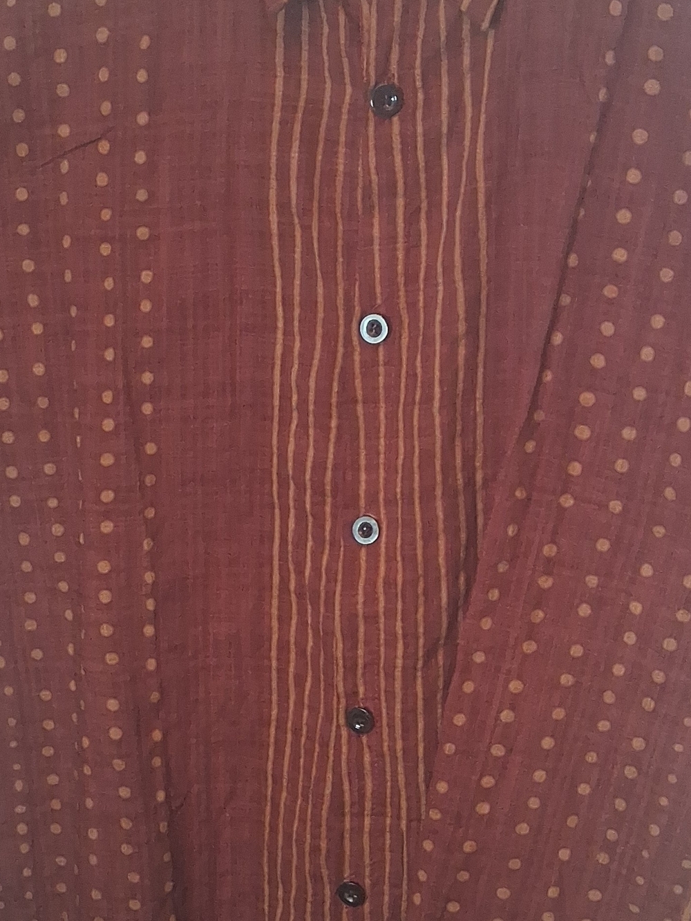 Men's Burnt Orange Dot-Striped Lightweight Shirt Jacket